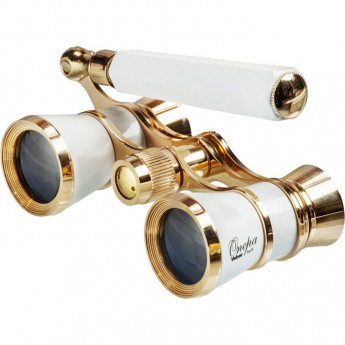 Бинокль театральный VEBER OPERA БГЦ 3x25 лорнет, белый/золотой